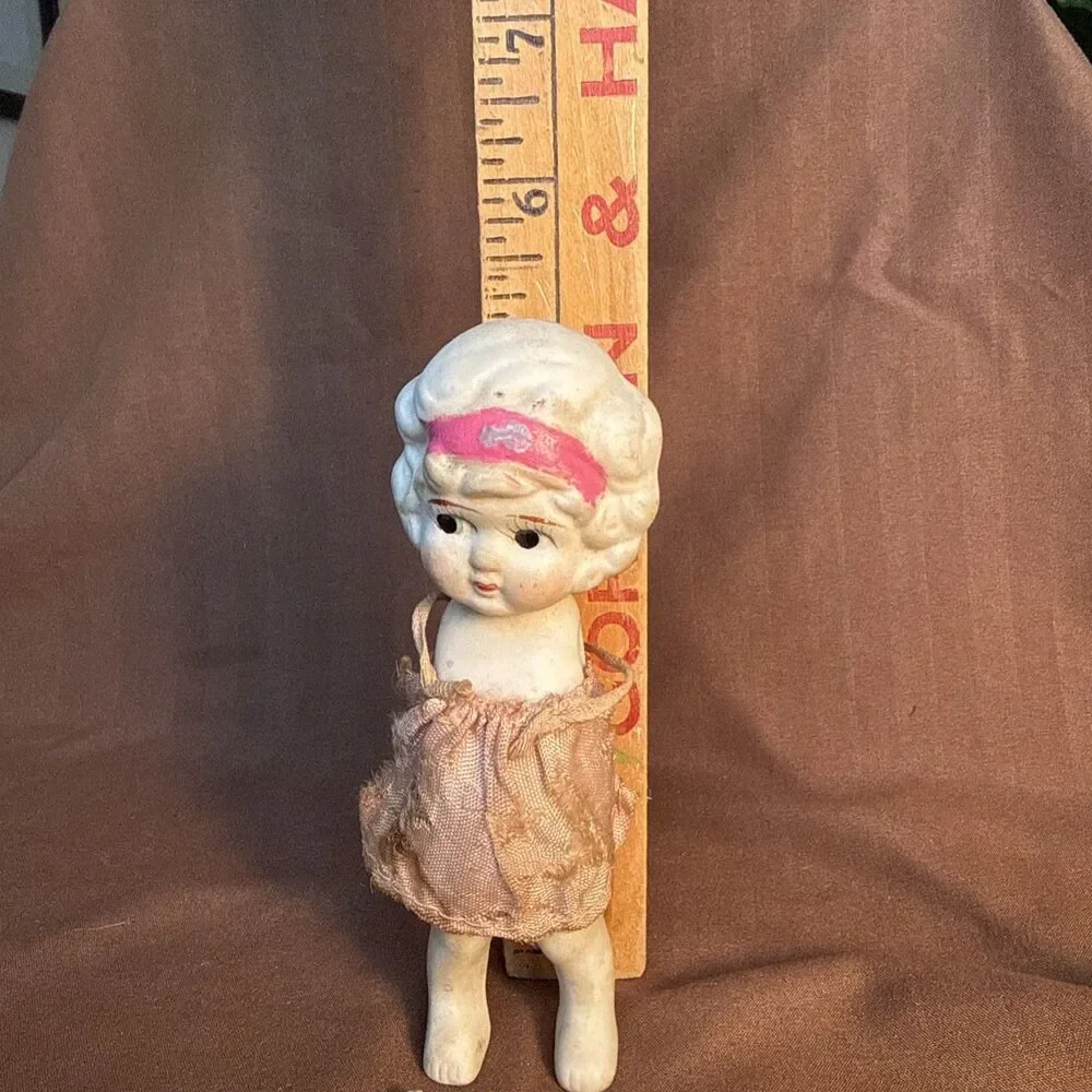 Bisque Flapper Girl Doll Blonde Vintage Made in Japan 5.5